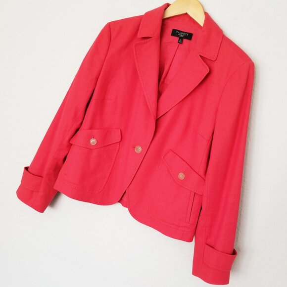 Talbots Cotton Linen Blend Blazer Jacket Women 12P Red Coral Single Button $169 - Picture 16 of 16